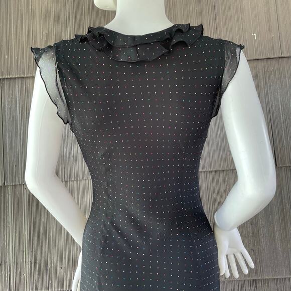 🔥Vintage Y2K Express 100% Silk Polka Dot Faux Wrap Classic Feminine Dress 5/6 - Picture 10 of 16